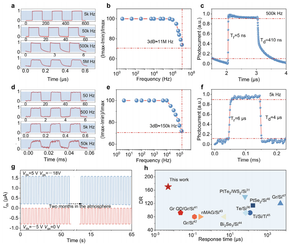 器件在405 nm處的動態(tài)響應